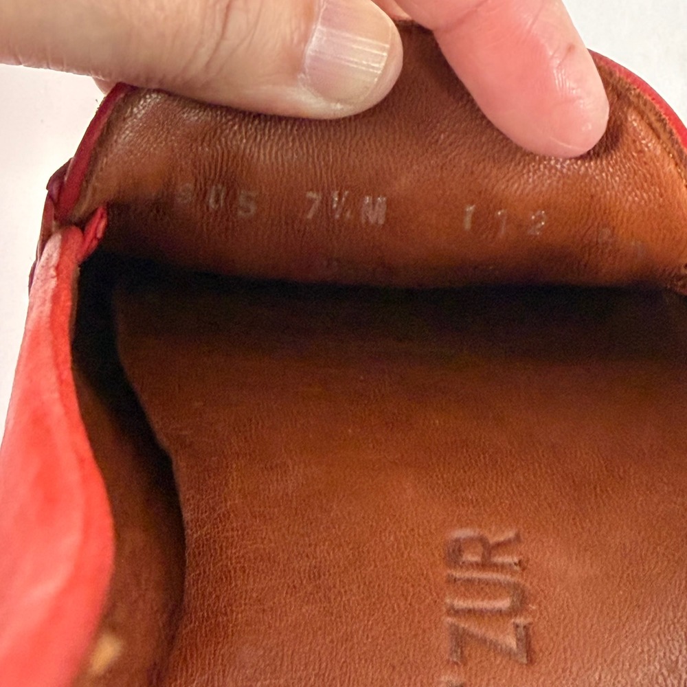 Robert Zur Red Woven Leather Driving Loafers 7.5 Italy Quiet Luxury Preppy - Picture 6 of 9